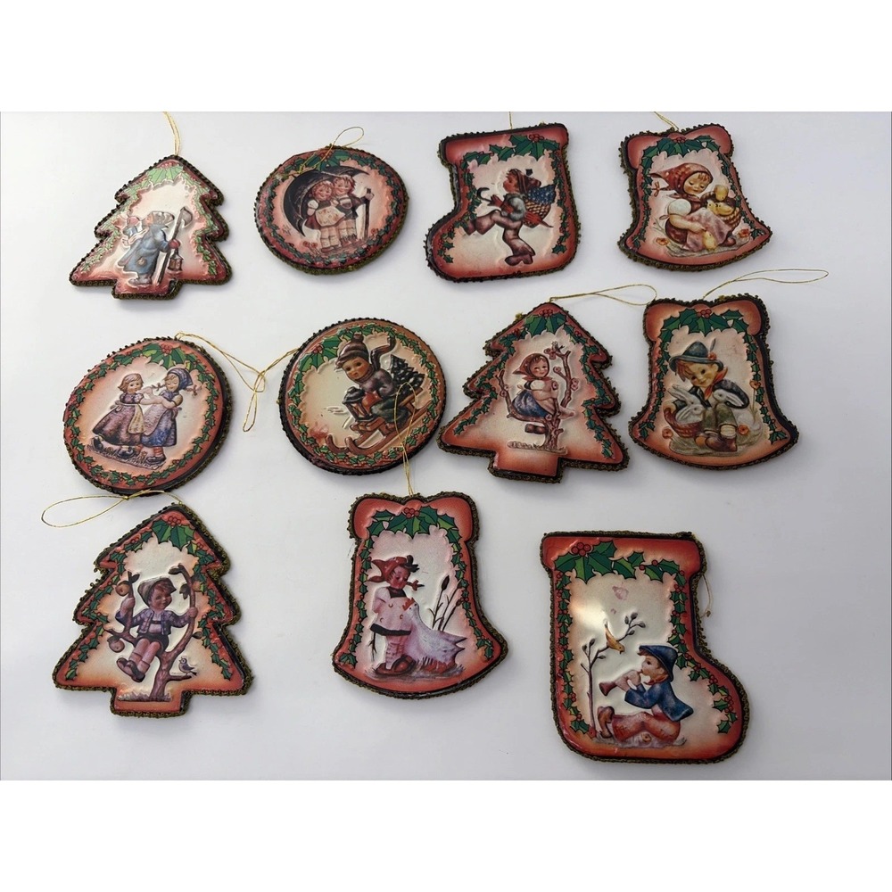 Vintage Lot‎ Of 11 Hummel Christmas Ornaments Pressed Paper Mache